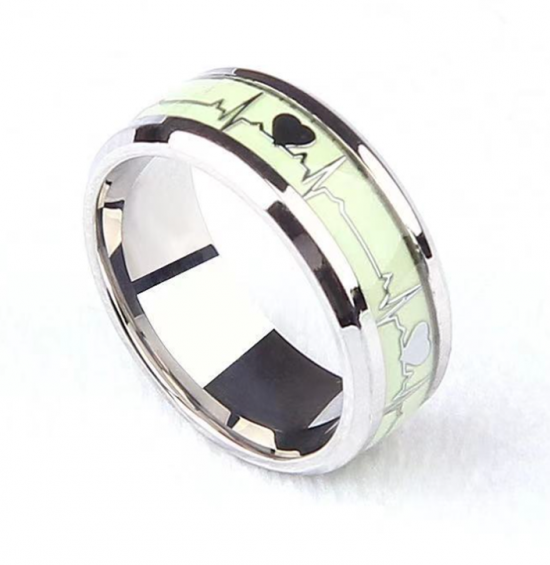 Luminous Stainless Steel Heartbeat Ring